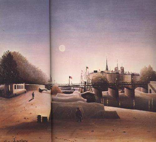 Henri Rousseau View of Ile Saint-Louis from the Port of Saint Nicolas(Evening)